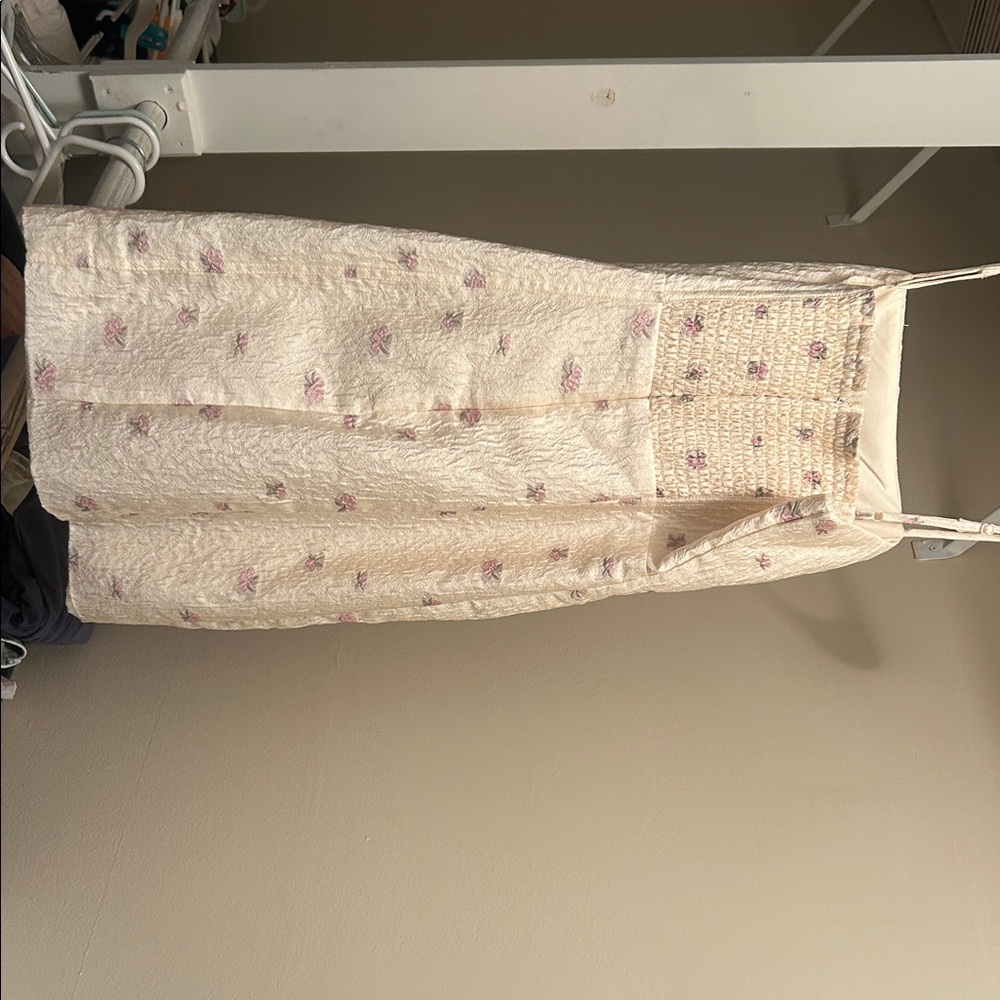Floral Smocked Cream Dress - Picture 3 of 5